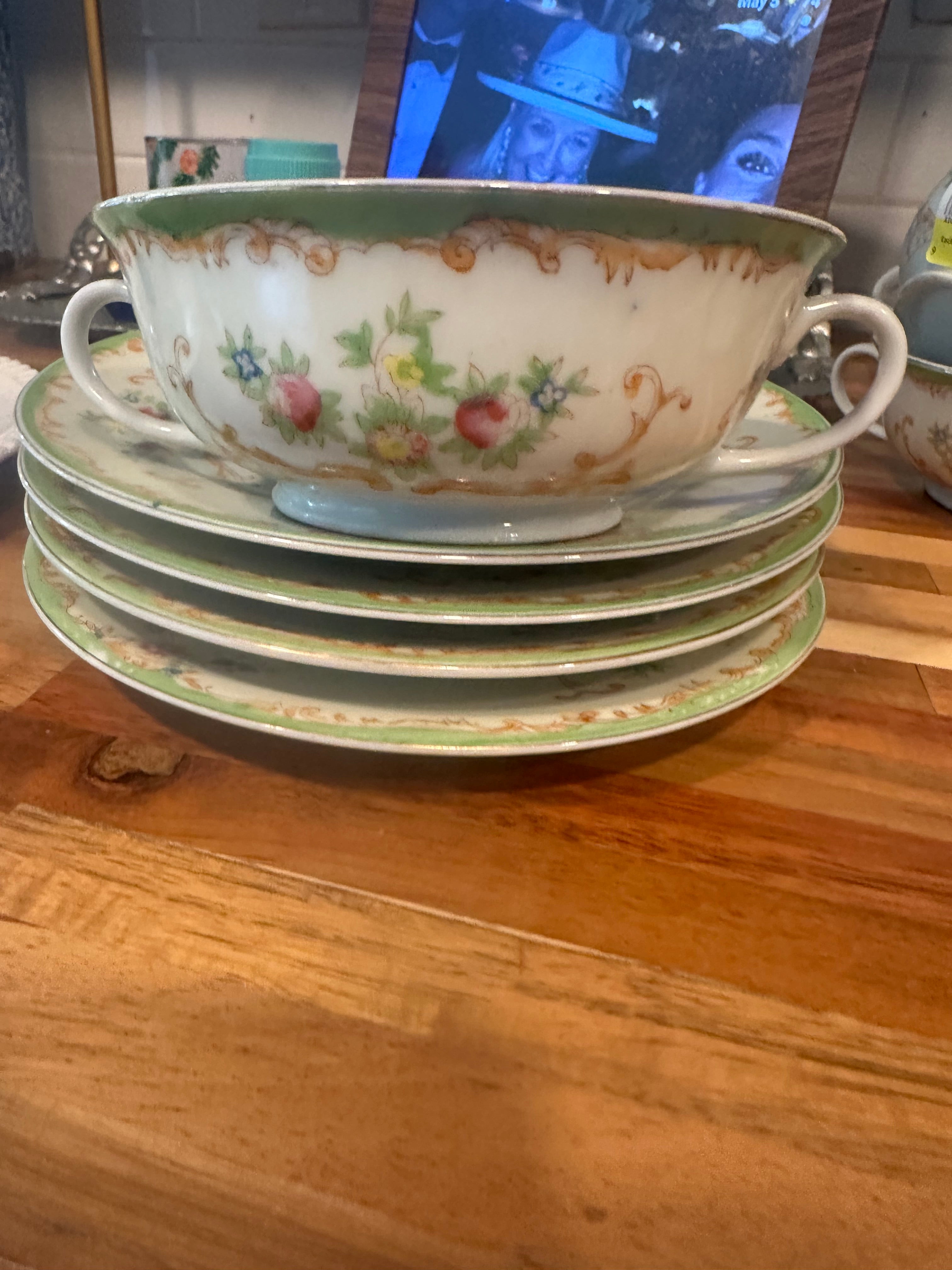 Vintage Soup Bowls with Saucers - Set of Four