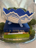 Vintage Blue and White Footed Bowl