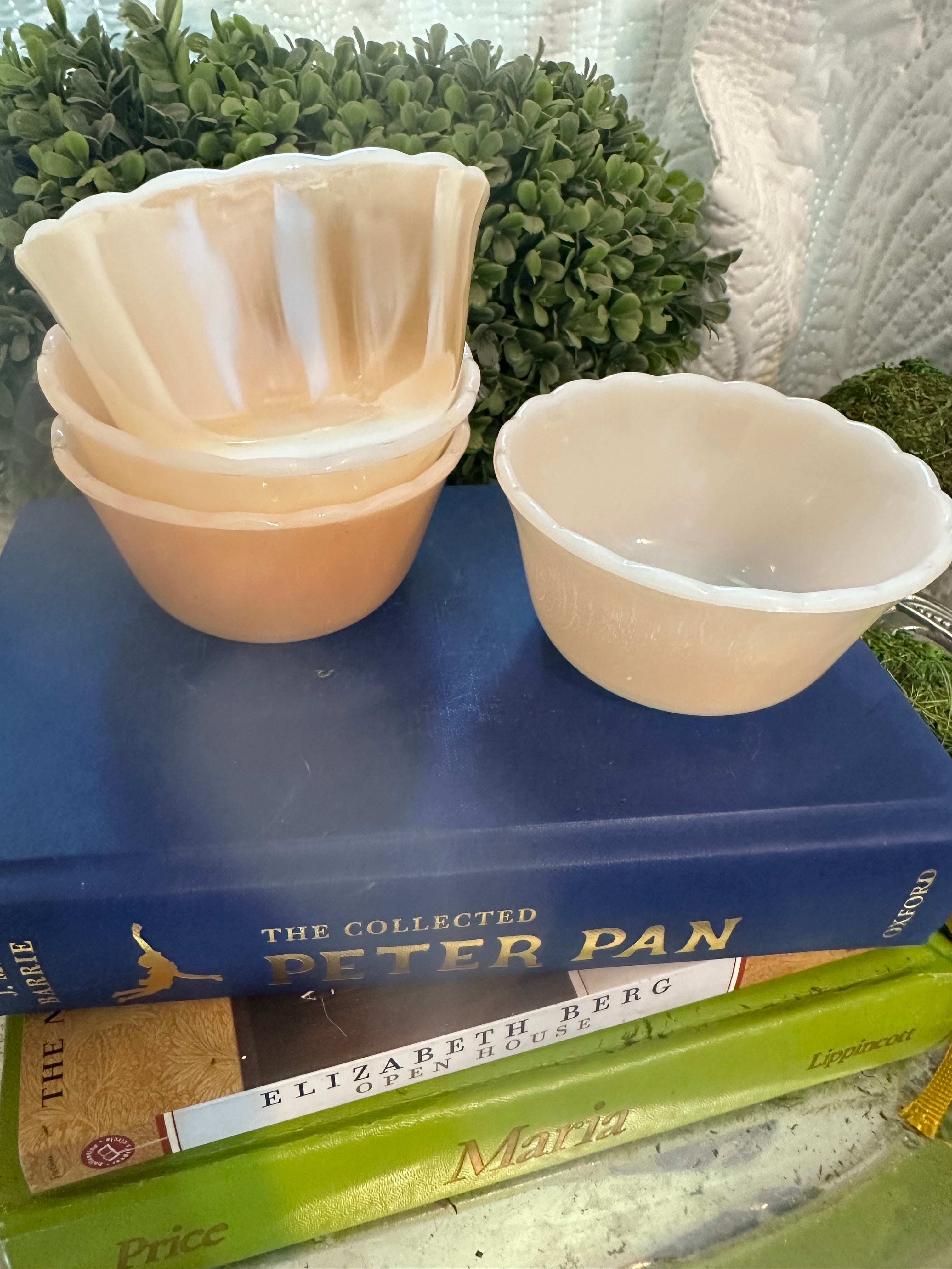 Fire-King Peach Lustre Custard Cups (4)