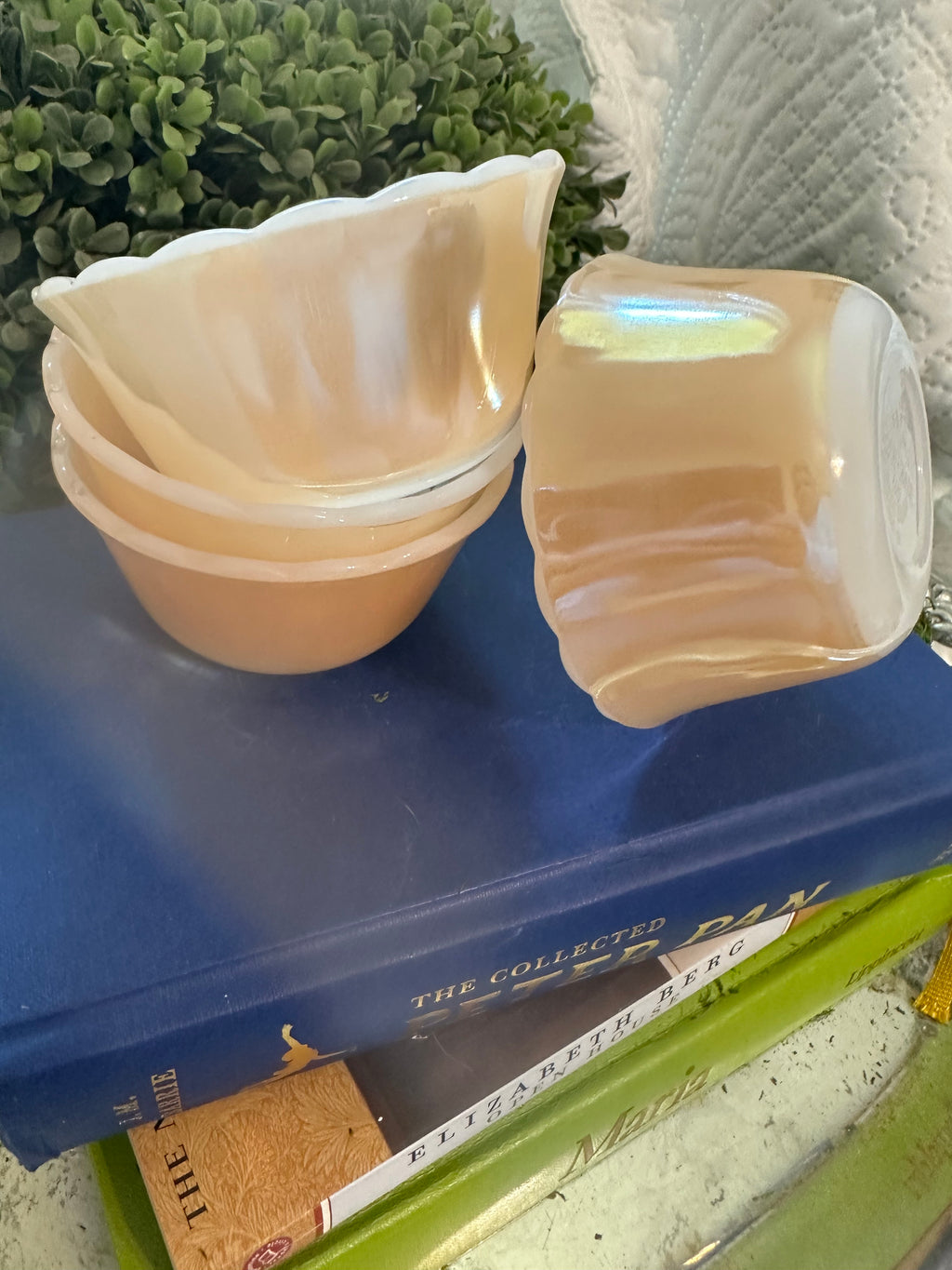 Fire-King Peach Lustre Custard Cups (4)