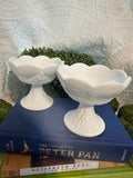 Indiana Glass White Milk Glass Candlestick Holders (2)