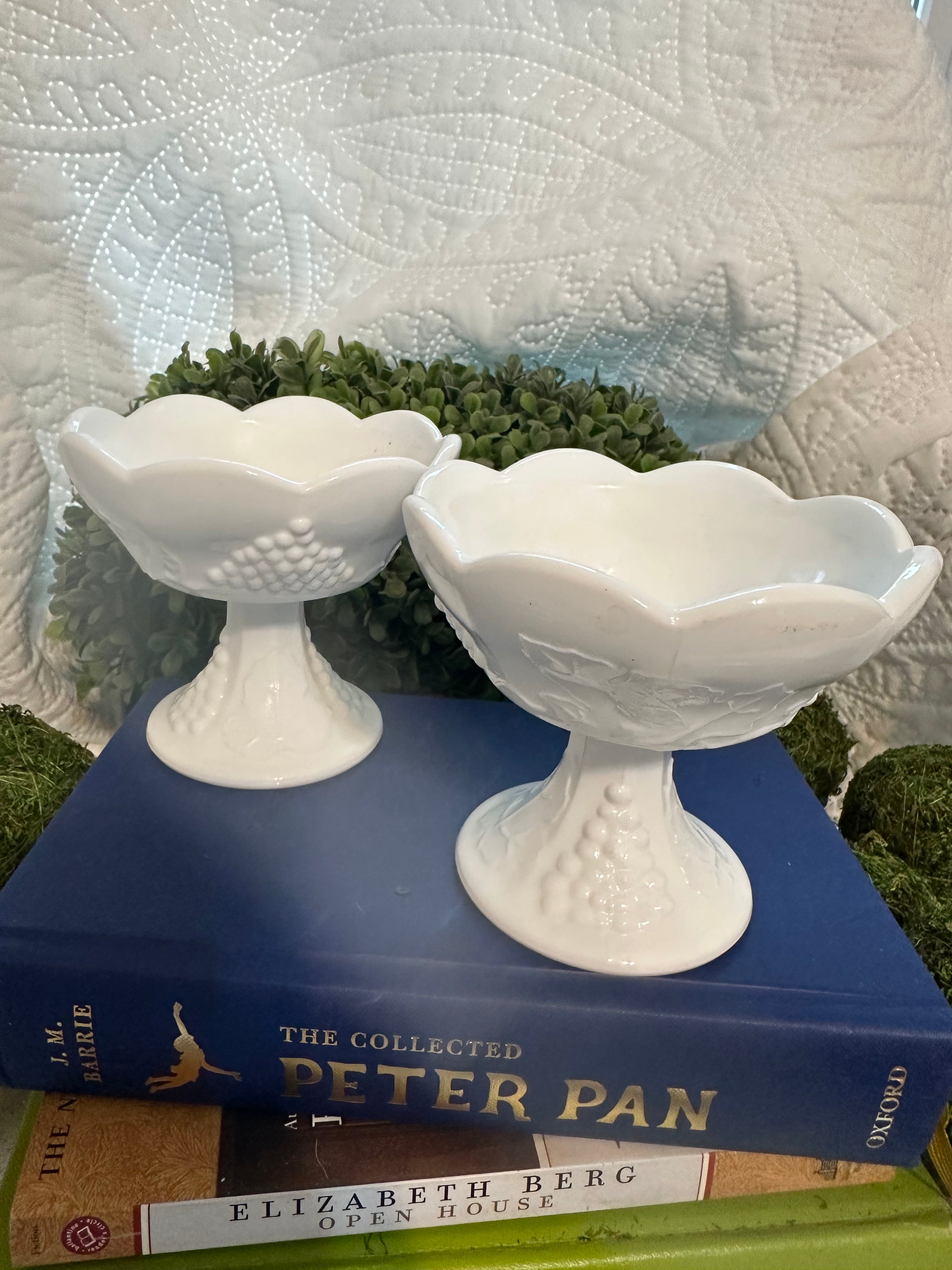 Indiana Glass White Milk Glass Candlestick Holders (2)
