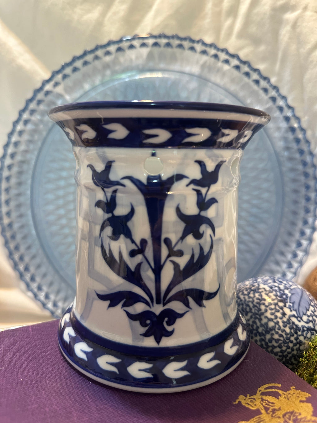 Blue and White Ceramic Votive