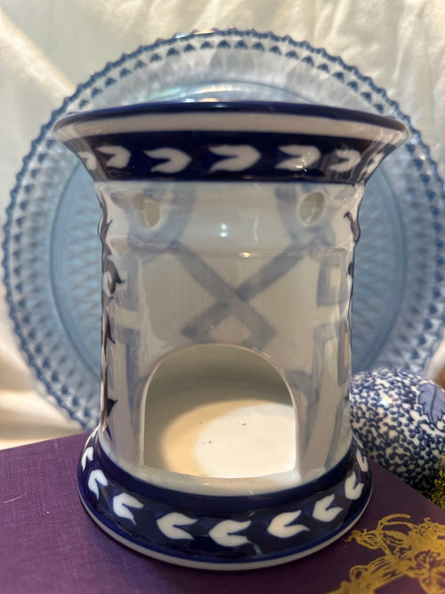 Blue and White Ceramic Votive