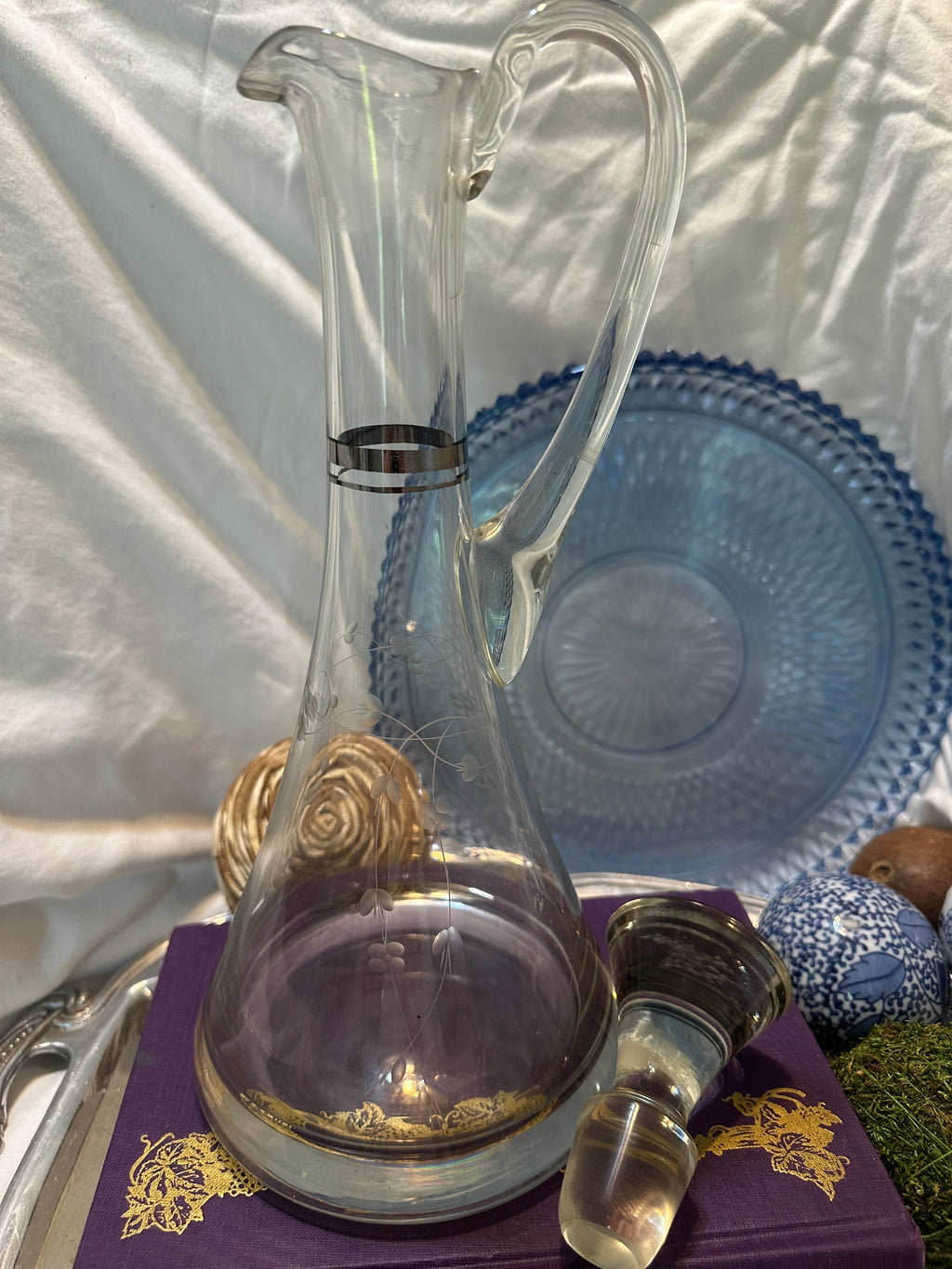 Vintage Glass Decanter with Stopper