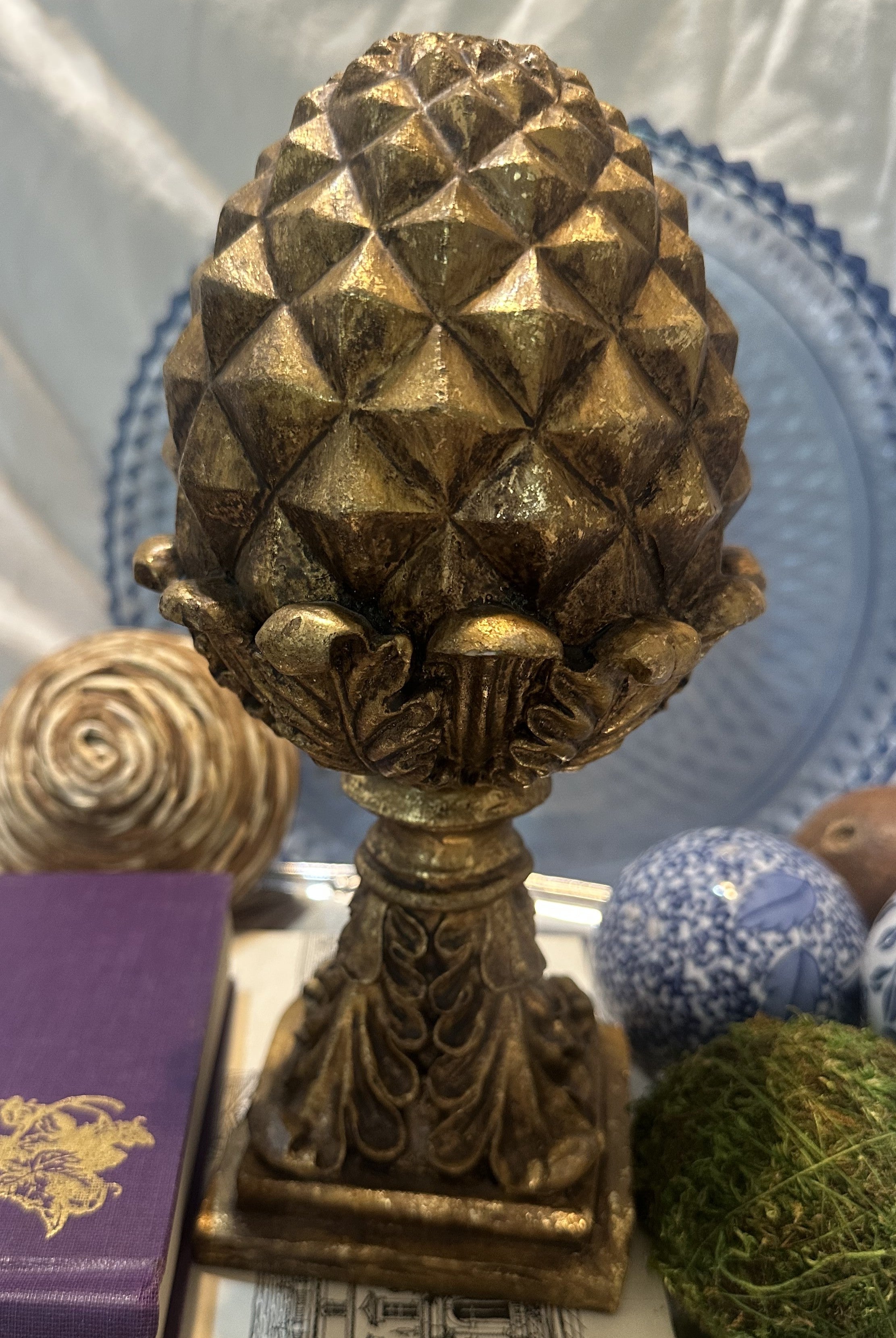 Gold Pinecone Statue